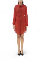 AW14D001 - A flattering shirt dress with seamed detail and a thin belt.
